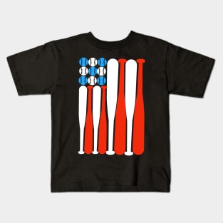 Baseball lovers American flag design Kids T-Shirt